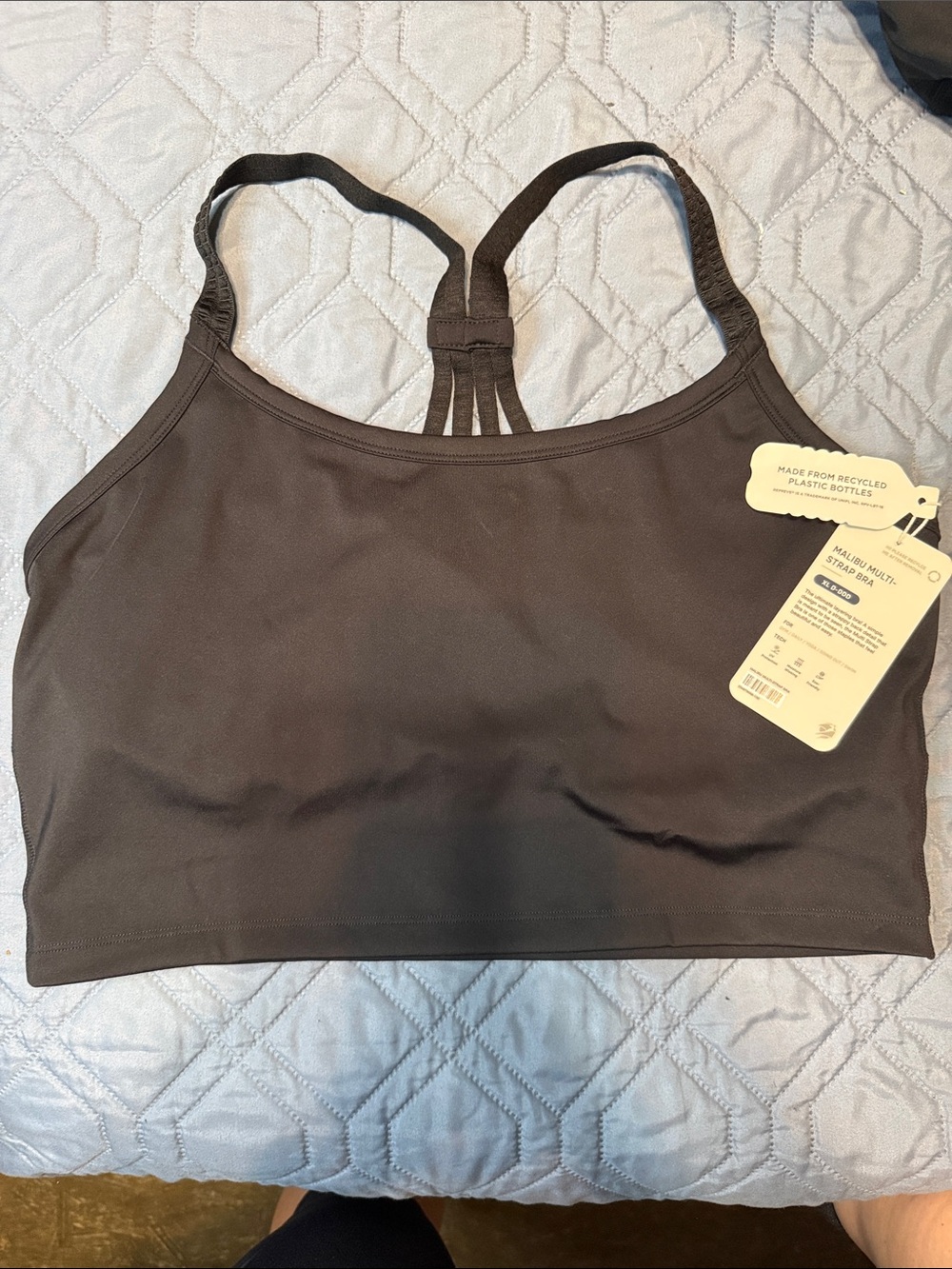 Women's Black Strappy Back Sports Bra - Comfortable Everyday Support